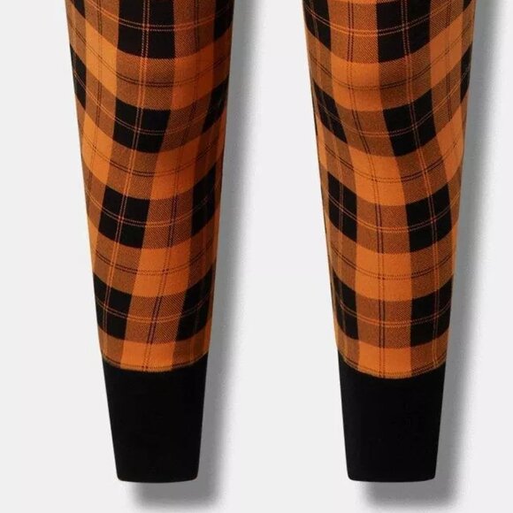 Torrid Leggings 0X (large)/ Orange Buffalo Plaid Foxy Sleep Lounge Halloween NWT - Picture 5 of 5